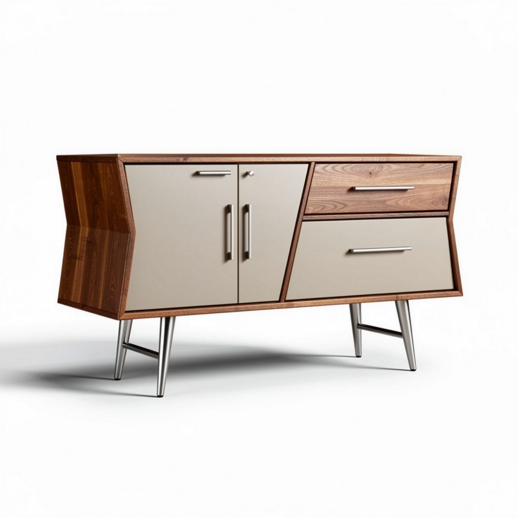 Comoda moderna em madeira com portas e gavetas 120 x 40 x 75cm