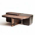 Mesa de centro em madeira escura e metal com design contemporâneo 120 x 60 x 40cm